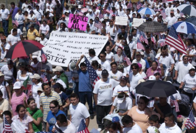 A demonstration to support immigrant rights that was held in Houston, Texas, on April 11, 2006